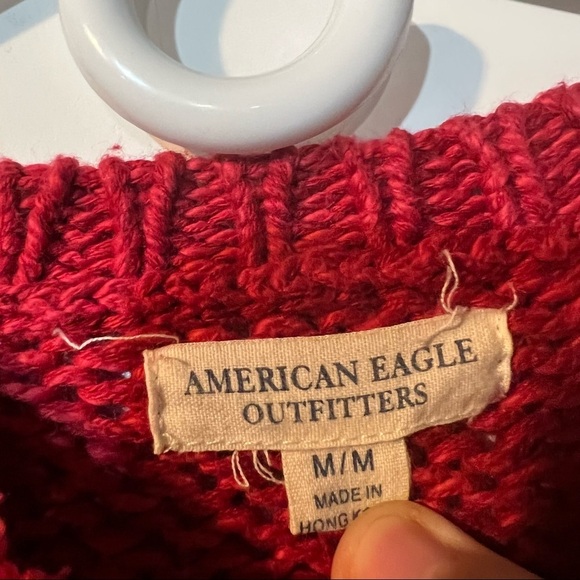 American Eagle Sweater Cable Knit Red Size Medium - Picture 4 of 4